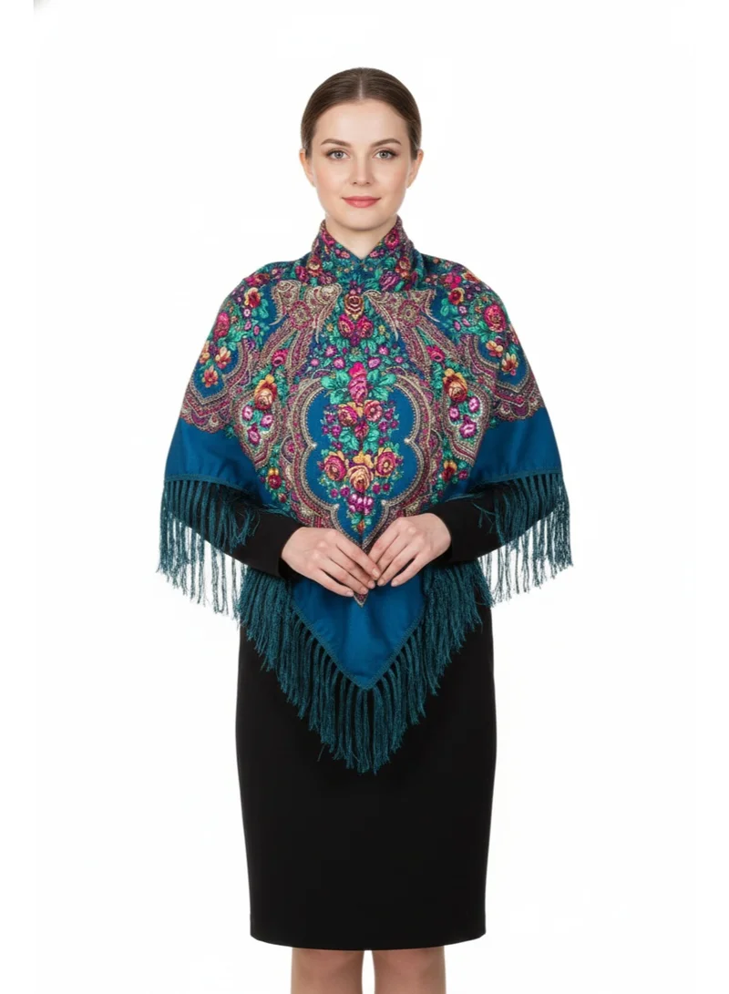 Bidani Royal Midnight Bloom Shawl – Pavlovo Posad Style